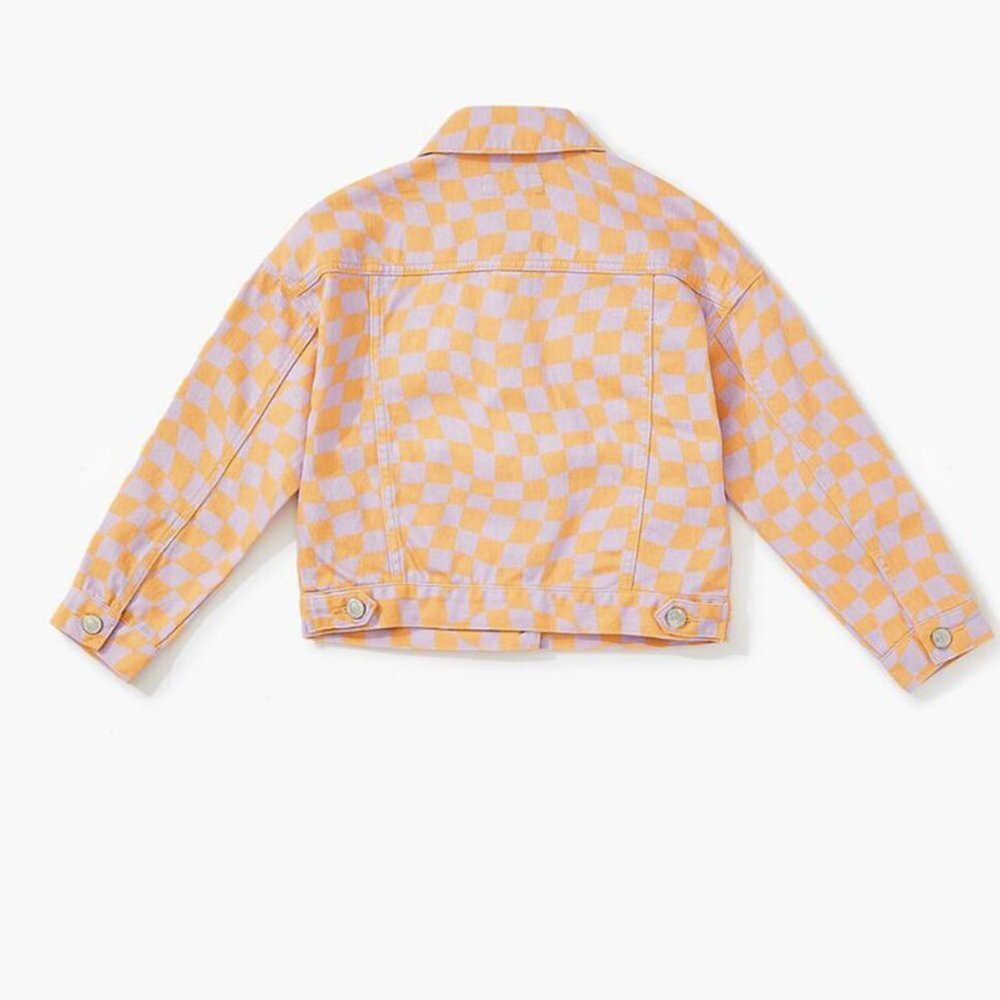 Oversized Checkered Denim Jacket - Picture 3 of 12